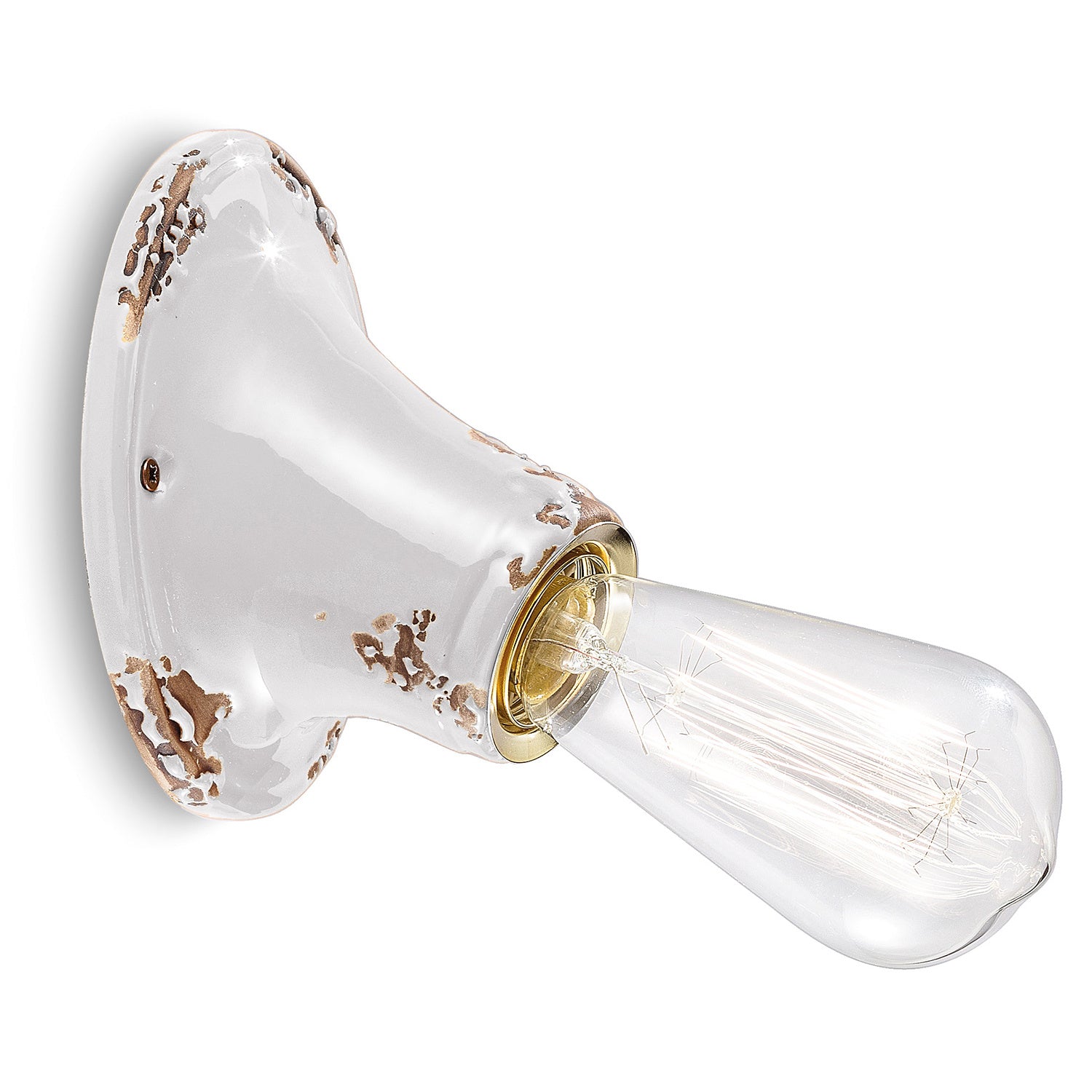 Applique Vintage Senza Diffusore Ceramica Bianco 1 Luce E27