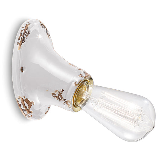 Applique Vintage Senza Diffusore Ceramica Bianco 1 Luce E27