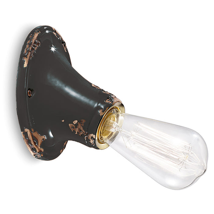 Applique Vintage Senza Diffusore Ceramica Nero 1 Luce E27