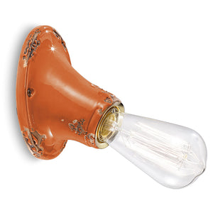 Applique Vintage Senza Diffusore Ceramica Arancio 1 Luce E27