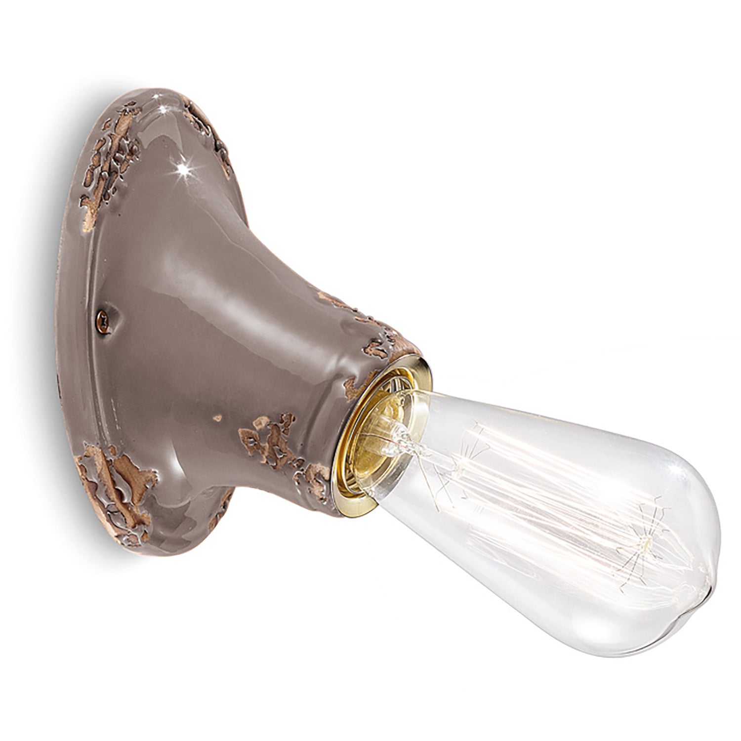 Applique Vintage Senza Diffusore Ceramica Tortora 1 Luce E27