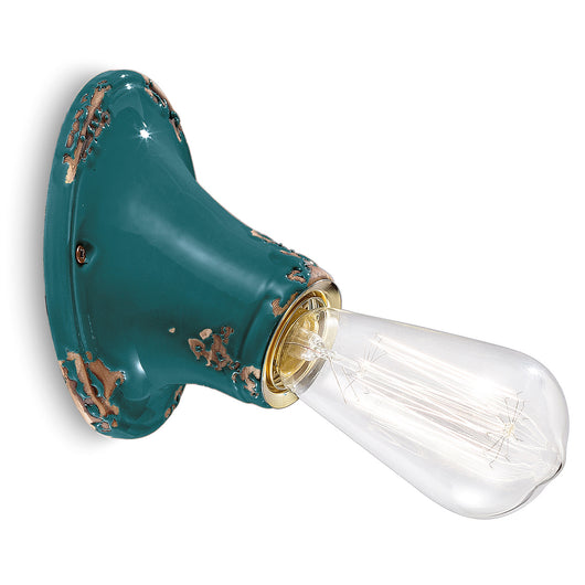 Applique Vintage Senza Diffusore Ceramica Verde 1 Luce E27