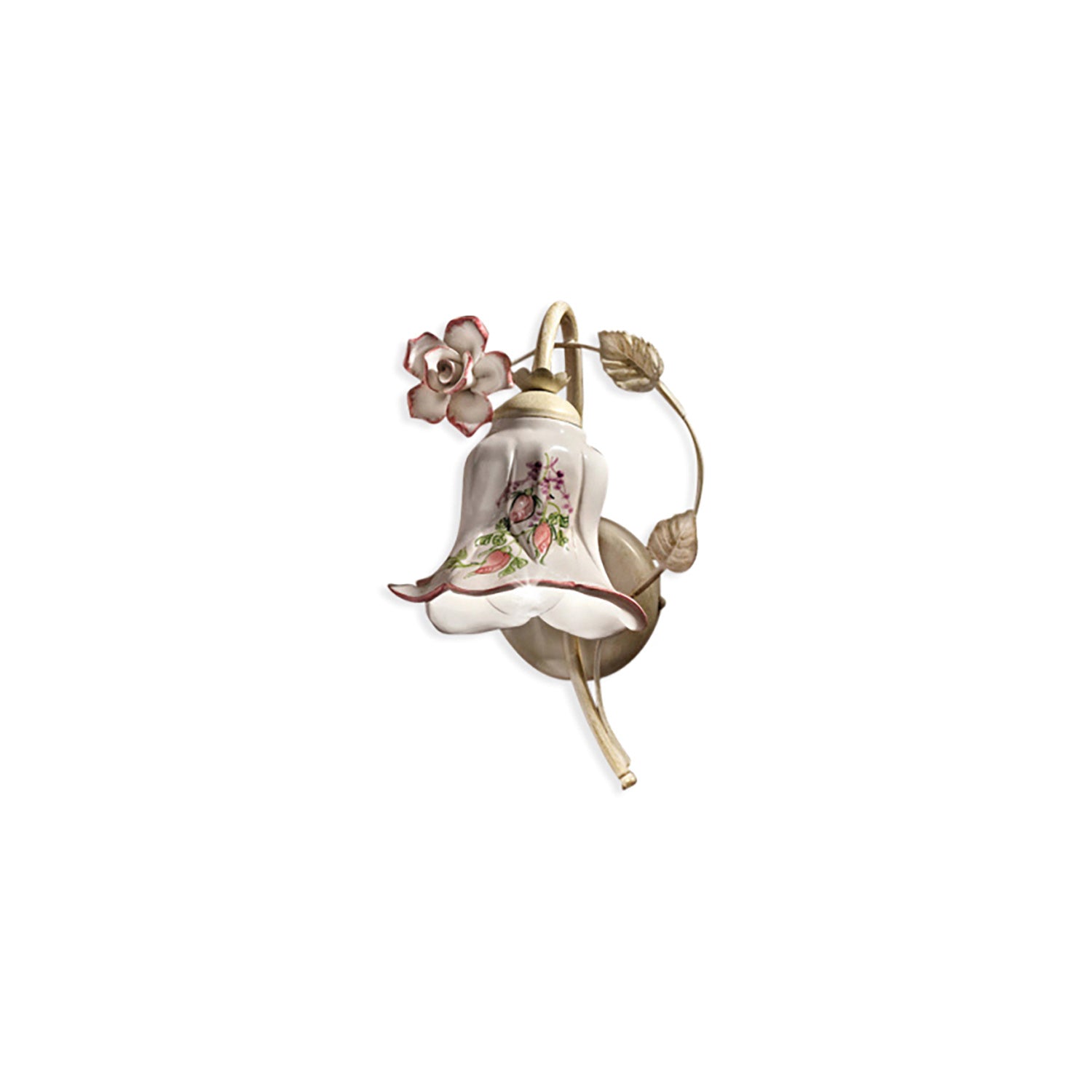 Applique Classica Pisa Metallo E Ceramica Bianco Sfumato Oro 1 Luce E14