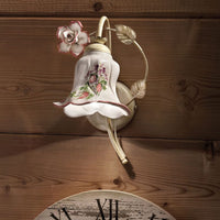 Applique Classica Pisa Metallo E Ceramica Bianco Sfumato Oro 1 Luce E14