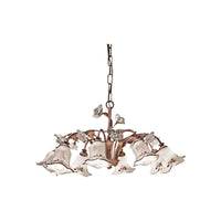 Lampadario Classico Pisa Metallo E Ceramica Ruggine Sfumato Oro 8 Luce E14