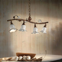 Lampadario Classico Pisa Metallo E Ceramica Ruggine Sfumato Oro 4 Luci E14