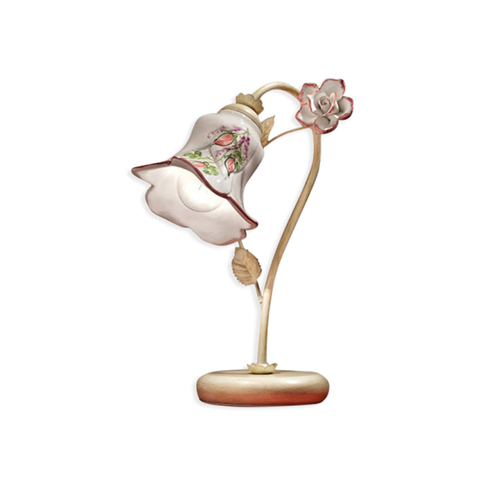 Lumetto Classico Pisa Metallo E Ceramica Bianco Sfumato Oro 1 Luce E14