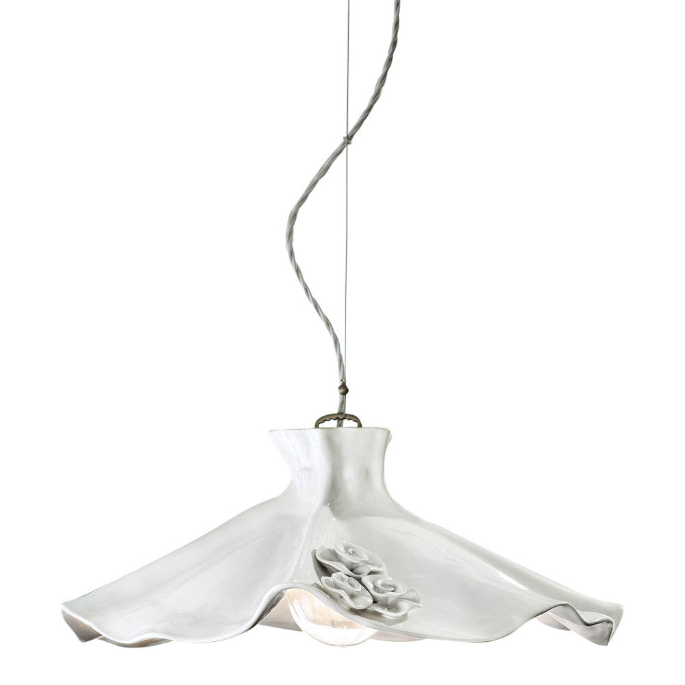 Lampadario Classico Lecco Metallo Ceramica Argento Decorato 1 Luce E27