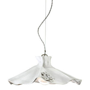 Lampadario Classico Lecco Metallo Ceramica Argento Decorato 1 Luce E27