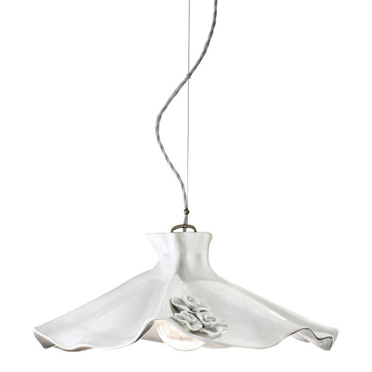 Lampadario Classico Lecco Metallo Ceramica Argento Decorato 1 Luce E27