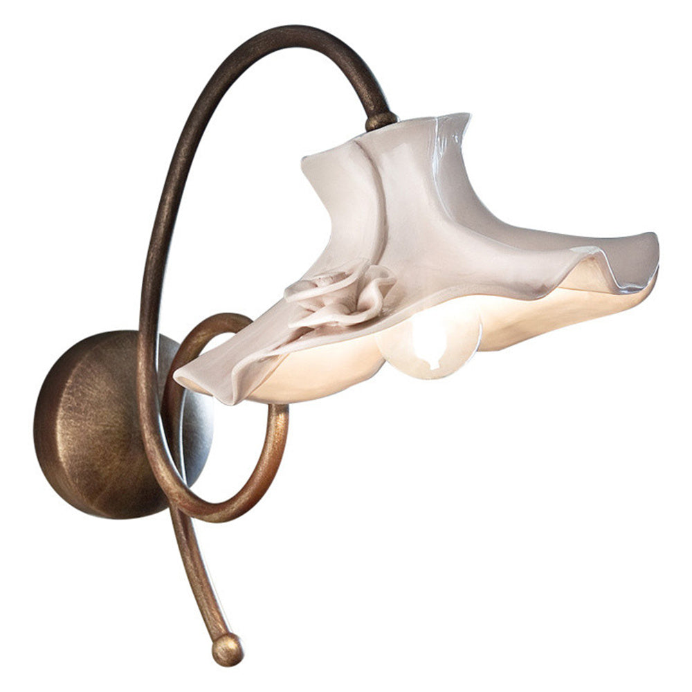 Applique Classica Lecco Metallo E Ceramica Ruggine Decorato 1 Luce E14