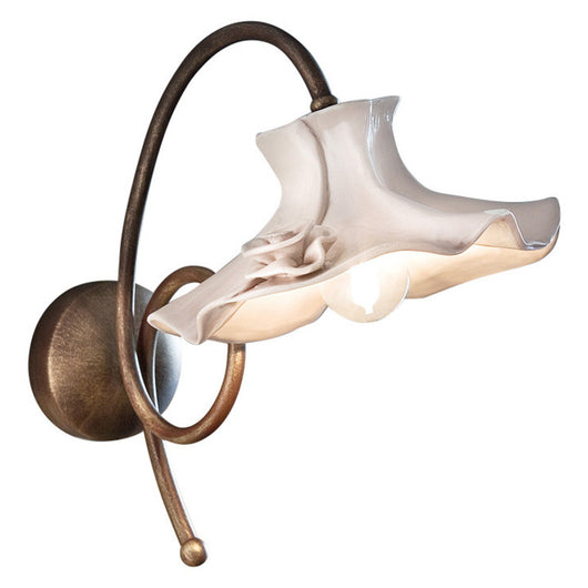 Applique Classica Lecco Metallo E Ceramica Ruggine Decorato 1 Luce E14