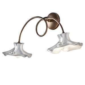 Applique Classica Lecco Metallo E Ceramica Ruggine Decorato 2 Luci E14