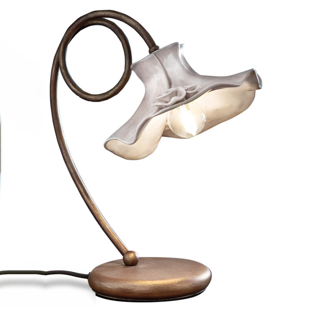 Lumetto Classico Lecco Metallo E Ceramica Ruggine Decorato 1 Luce E14