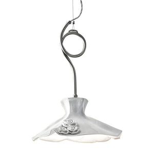 Lampadario Classico Lecco Metallo E Ceramica Argento Decorato 1 Luce E27