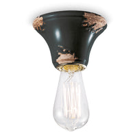 Plafoniera Vintage Tonda Media Ceramica Nera 1 Luce E14