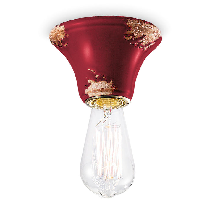 Plafoniera Vintage Tonda Media Ceramica Bordeaux 1 Luce E14