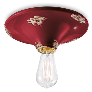 Plafoniera Vintage Tonda Grande Ceramica Bordeaux 1 Luce E27