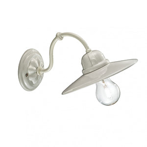 Applique Vintage B&W Metallo Smaltato Bianco 1 Luce E27