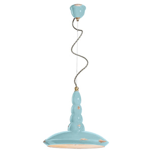 Lampadario Vintage Vague Vintage Ferro E Ceramica Azzurro 1 Luce E27 40Cm