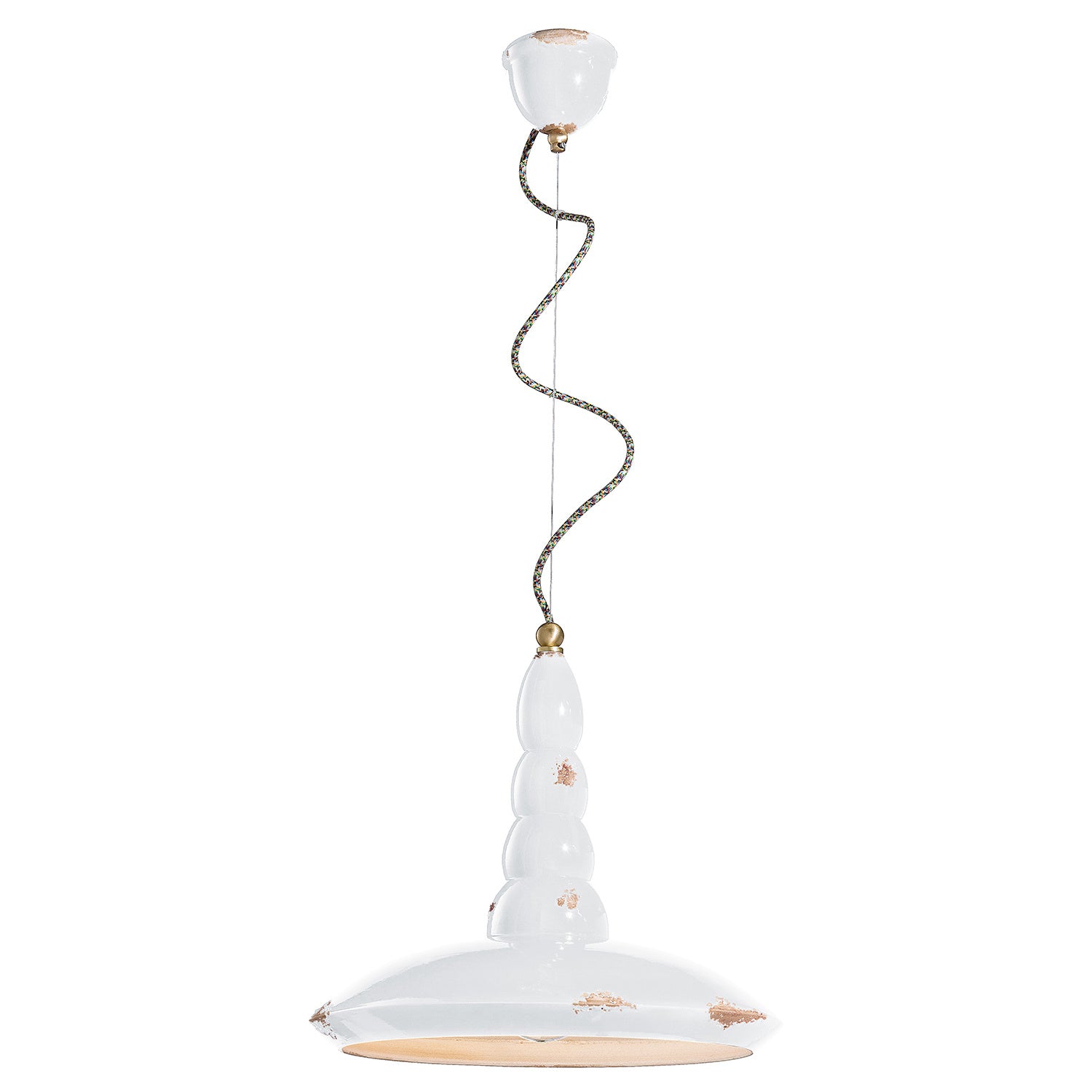 Lampadario Vintage Vague Vintage Ferro E Ceramica Bianco 1 Luce E27 40Cm