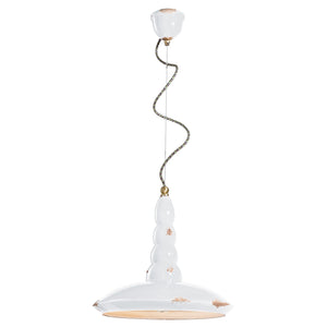 Lampadario Vintage Vague Vintage Ferro E Ceramica Bianco 1 Luce E27 40Cm