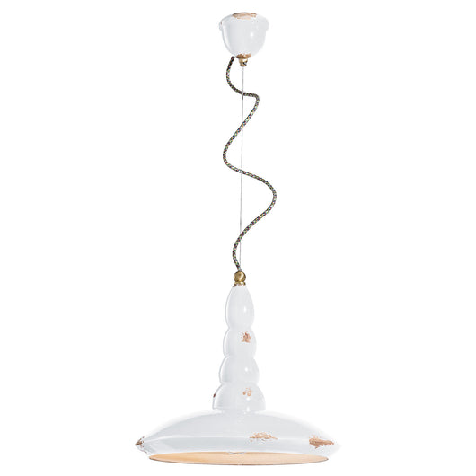 Lampadario Vintage Vague Vintage Ferro E Ceramica Bianco 1 Luce E27 40Cm