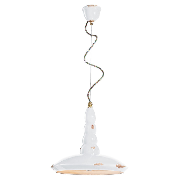 Lampadario Vintage Vague Vintage Ferro E Ceramica Bianco 1 Luce E27 40Cm