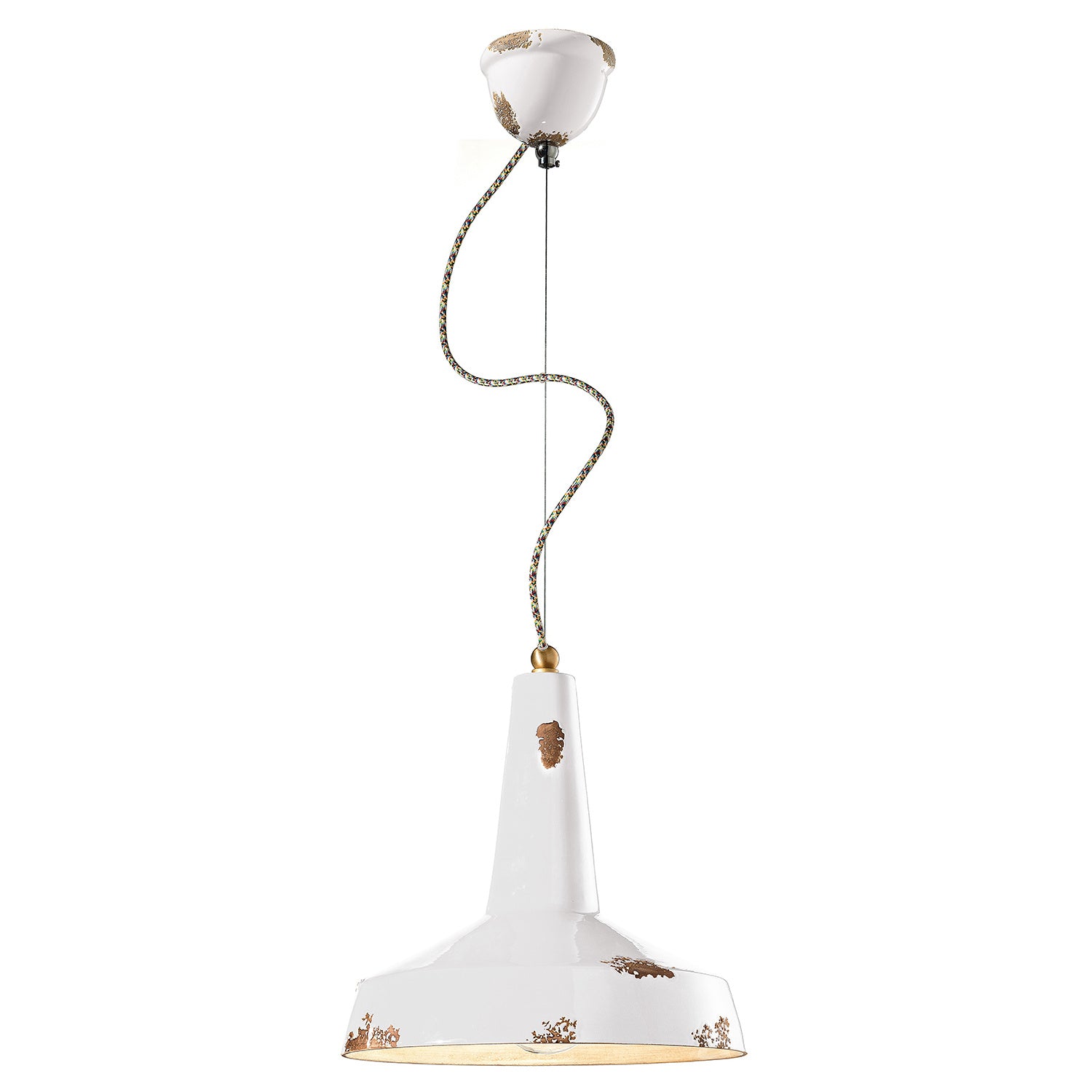 Lampadario Vintage Vague Vintage Ferro E Ceramica Bianco 1 Luce E27 35Cm