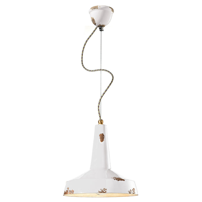 Lampadario Vintage Vague Vintage Ferro E Ceramica Bianco 1 Luce E27 35Cm