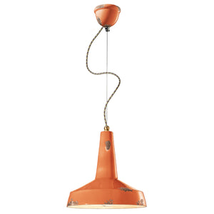 Lampadario Vintage Vague Vintage Ferro E Ceramica Arancio 1 Luce E27 35Cm