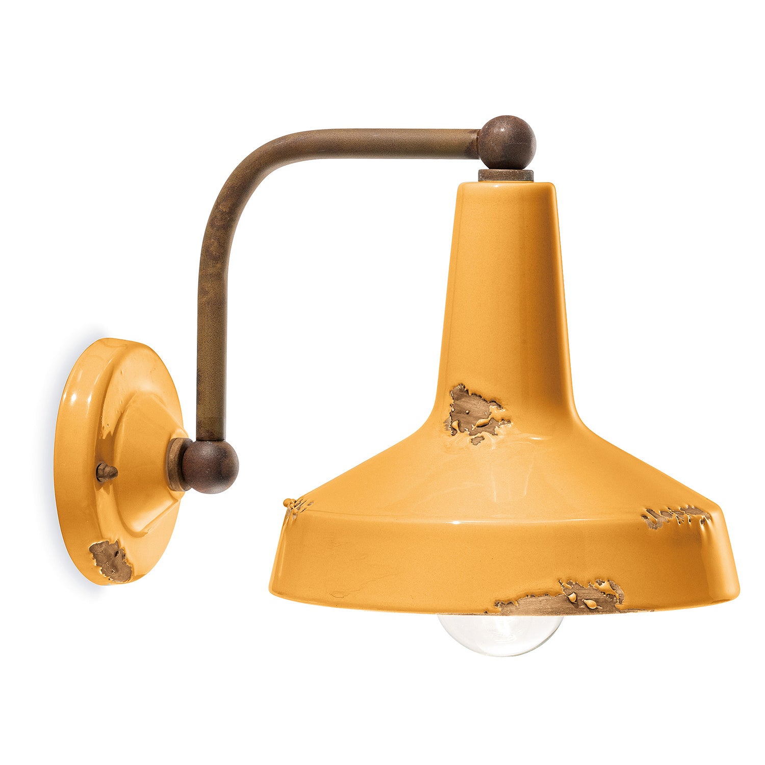 Applique Vintage Ceramica Galla Curva 1 Luce E27