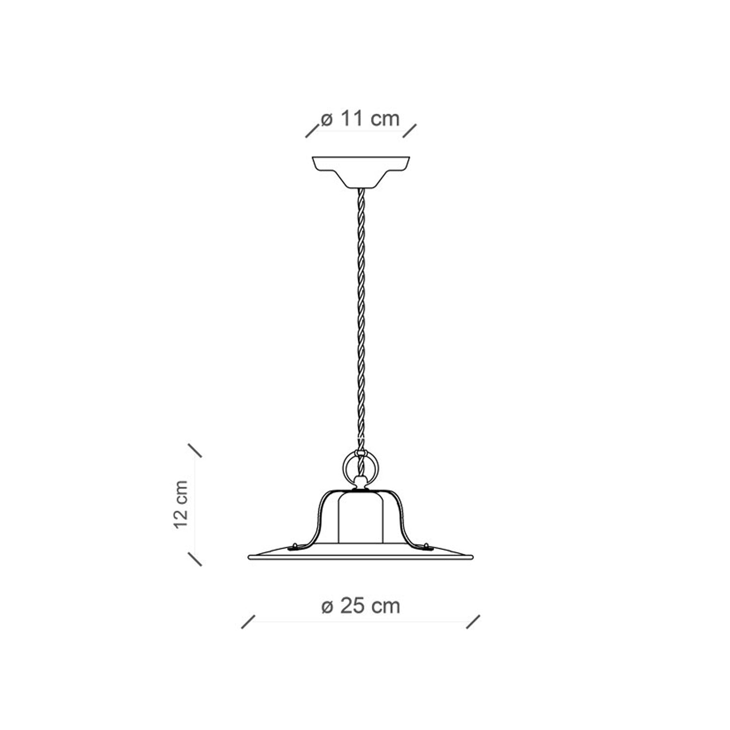 Lampadario Vintage Grunge Ferro E Ceramica Craquele' 1 Luce E27 25Cm