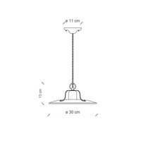 Lampadario Vintage Grunge Ferro E Ceramica Craquele' 1 Luce E27 30Cm