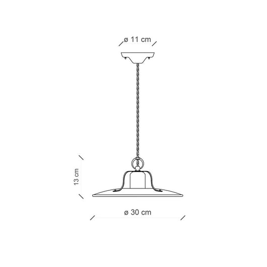 Lampadario Vintage Grunge Ferro E Ceramica Craquele' 1 Luce E27 30Cm