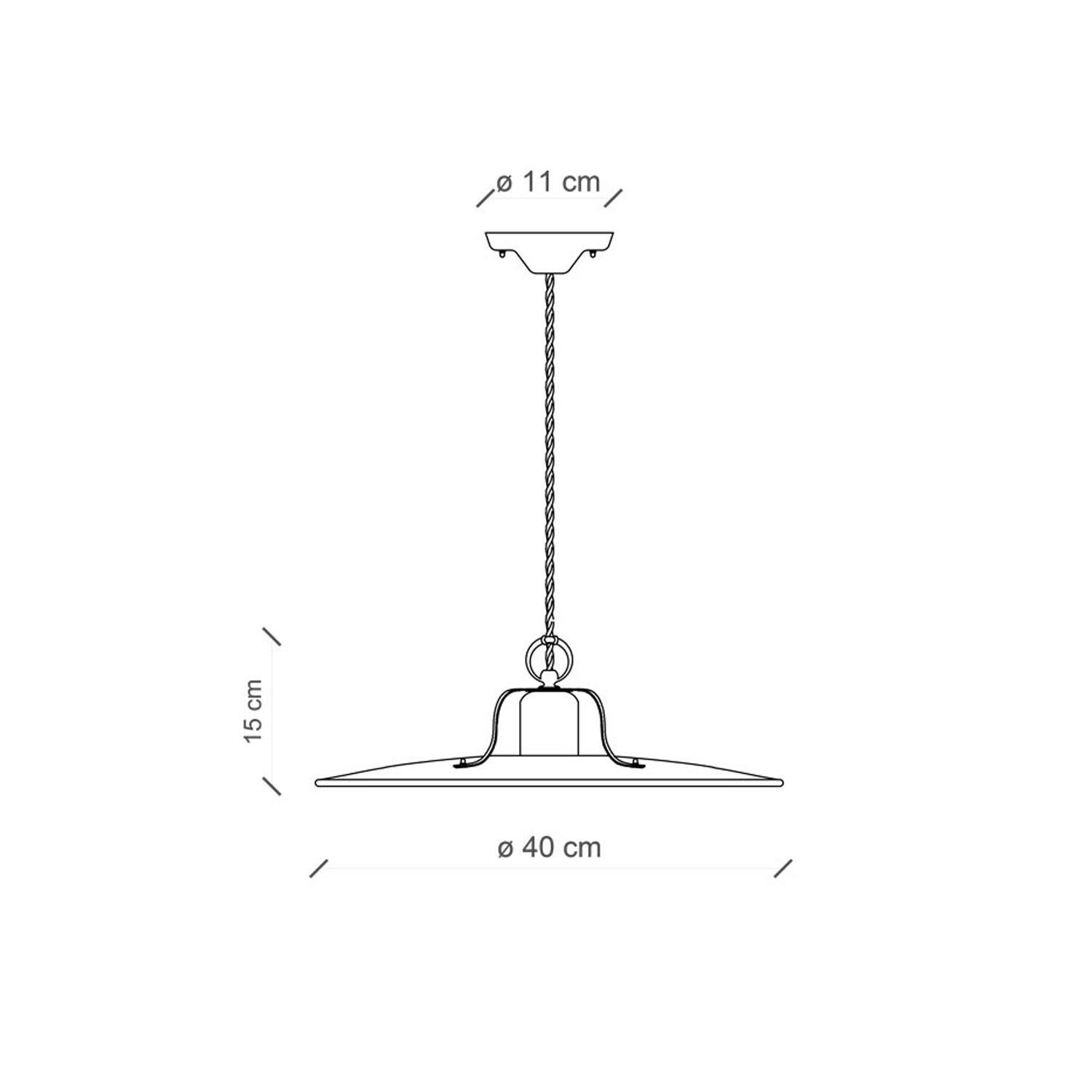 Lampadario Vintage Grunge Ferro E Ceramica Craquele' 1 Luce E27 40Cm