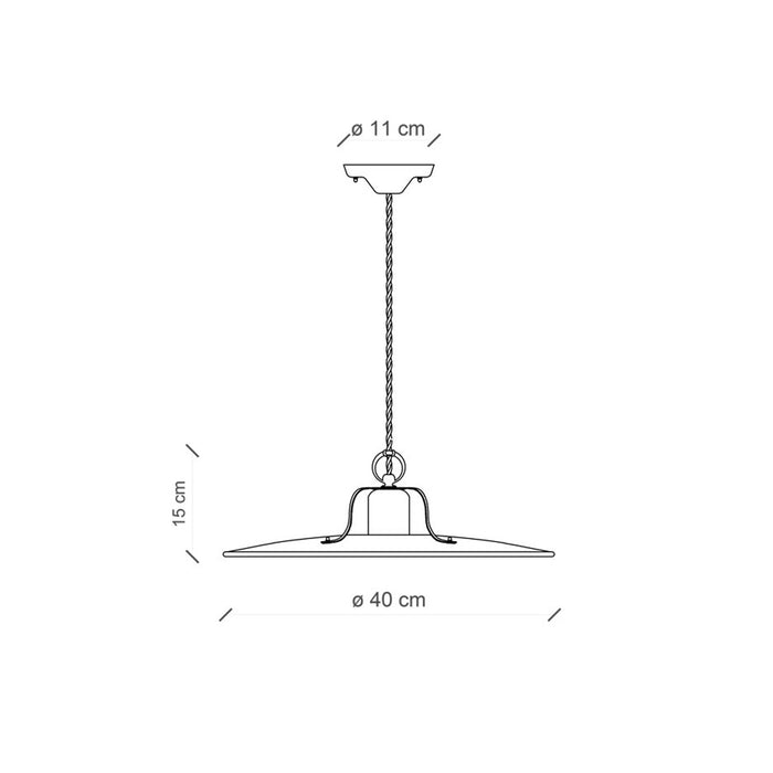 Lampadario Vintage Grunge Ferro E Ceramica Craquele' 1 Luce E27 40Cm