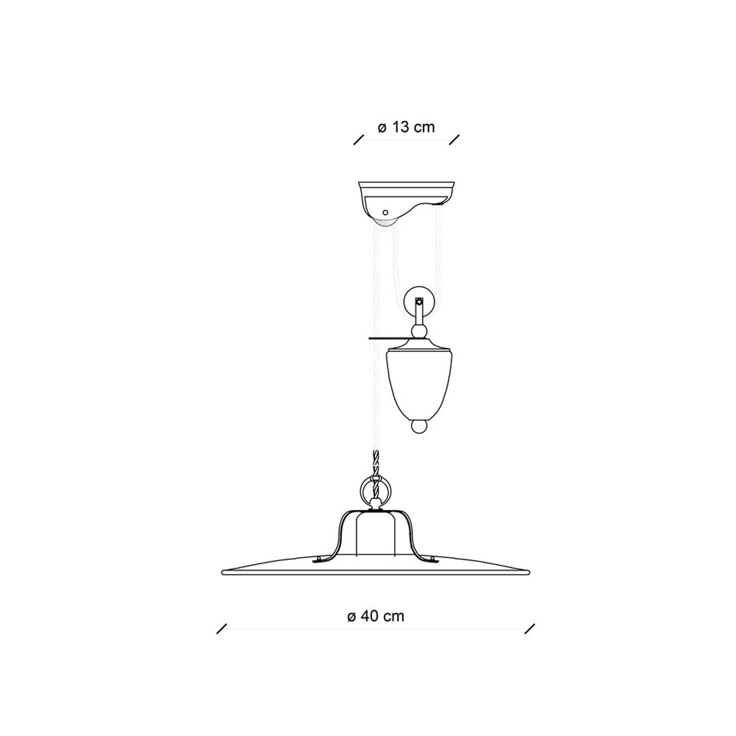 Lampadario Vintage Grunge Saliscendi Ferro E Ceramica Craquele' 1 Luce E27