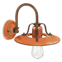 Applique Vintage Country Ferro E Ceramica Arancio 1 Luce E27 25Cm