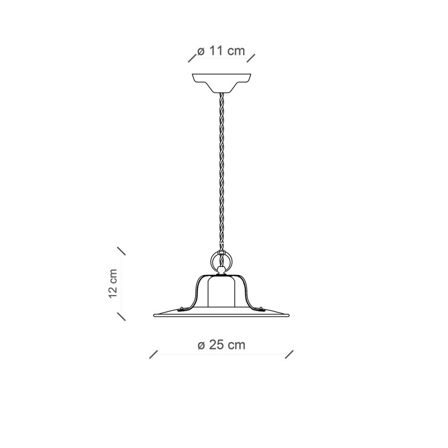 Lampadario Vintage Country Ferro E Ceramica Arancio 1 Luce E27 25Cm