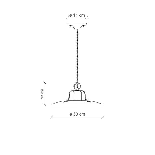 Lampadario Vintage Country Ferro E Ceramica Verde 1 Luce E27 30Cm