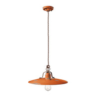 Lampadario Vintage Country Ferro E Ceramica Arancio 1 Luce E27