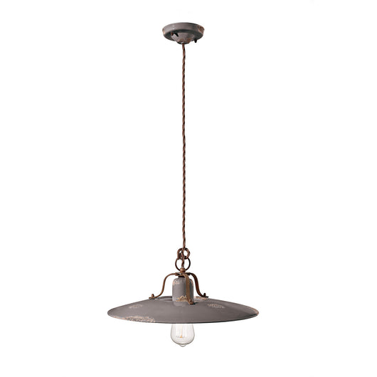 Lampadario Vintage Country Ferro E Ceramica Tortora 1 Luce E27