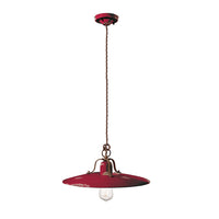 Lampadario Vintage Country Ferro E Ceramica Bordeaux 1 Luce E27