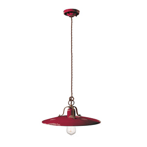 Lampadario Vintage Country Ferro E Ceramica Bordeaux 1 Luce E27