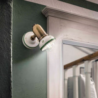 Applique Classica Savona Ceramica E Ottone Brunito Decorato 1 Luce E14