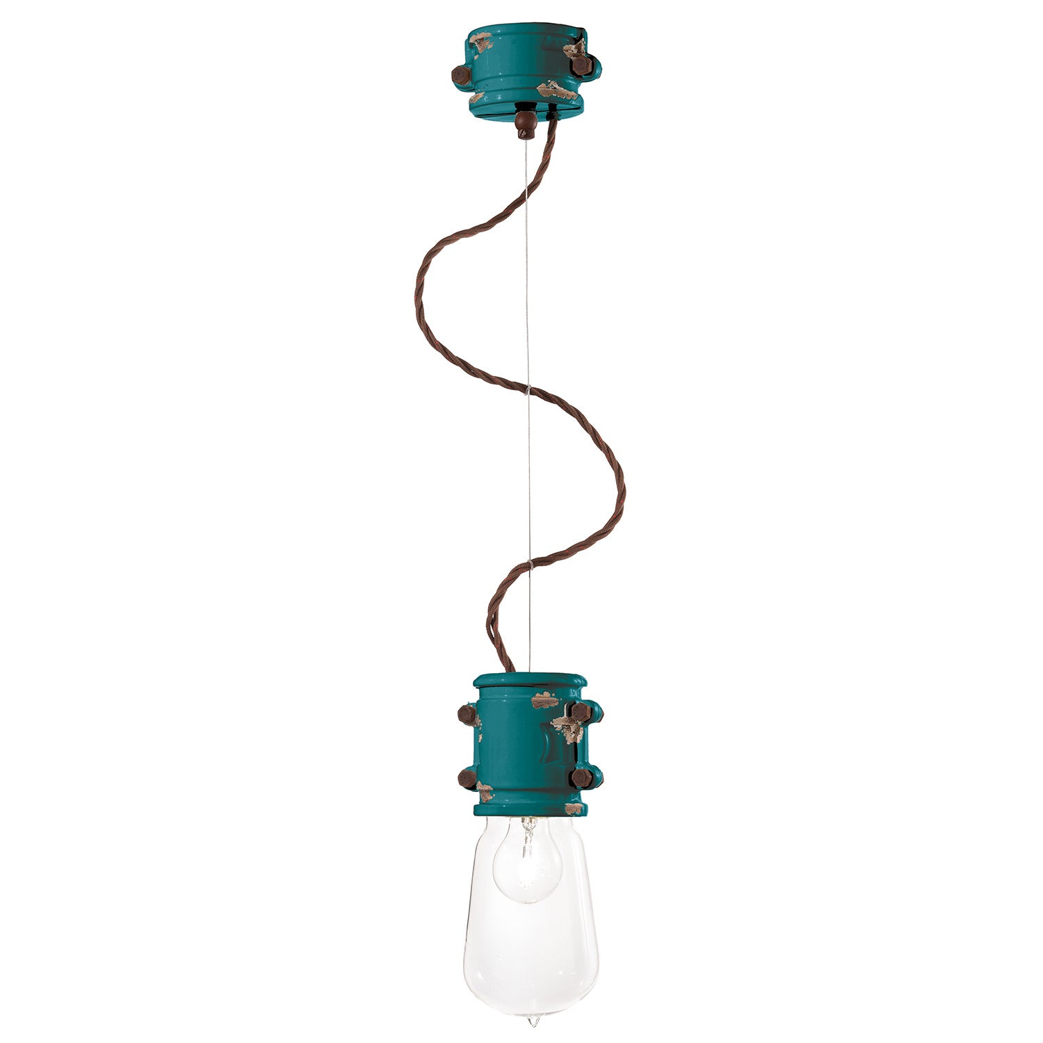 Lampadario Vintage Urban Ferro E Ceramica Verde 1 Luce E27 12Cm