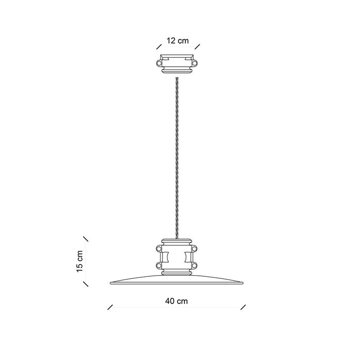 Lampadario Vintage Urban Ferro E Ceramica Nero 1 Luce E27 40Cm