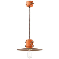 Lampadario Vintage Urban Ferro E Ceramica Arancio 1 Luce E27 40Cm