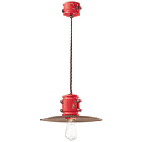 Lampadario Vintage Urban Ferro E Ceramica Rosso 1 Luce E27 40Cm